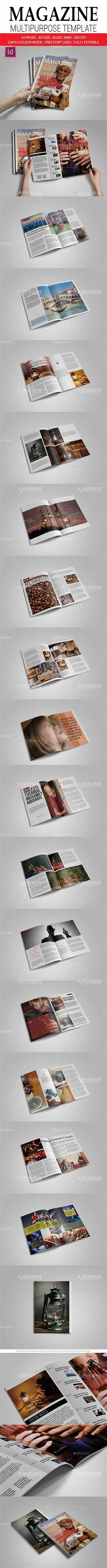 Magazine Multipurpose Template,indesign模板－商业杂志(34页/通用型)